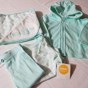 Gymboree Brand New Baby Whale 12-18 Month NWT Hoodie, bodysuit, pants & blanket.